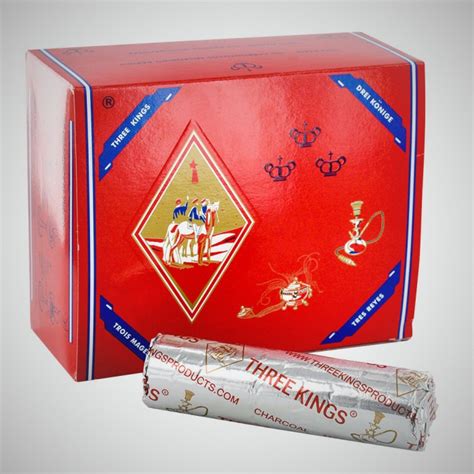 Charcoal Three Kings Box Of 10 Roll For Shisha Hookah 72h