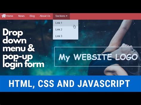 Make A Drop Down Navbar With Popup Login Form Using Html Css And