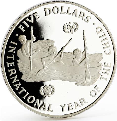 Solomon Islands 5 Dollars International Year Of Child Proof Silver Coin