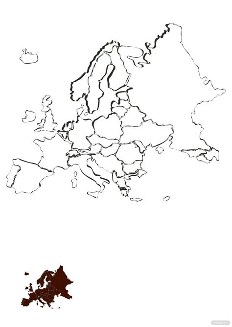 Minimalist Europe Map Coloring Page In Pdf Download
