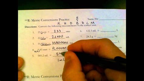 Convert each measurement to the unit indicated. Metric Conversion Worksheet One Answer Key