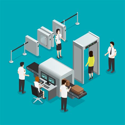 Airport Security Check Isometric Composition Poster 484335 Vector Art