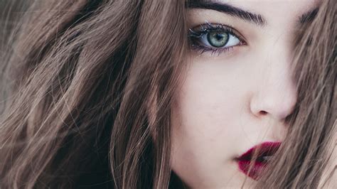 Jovana Rikalo Women Blue Eyes Makeup Brunette Lipstick Red Lipstick
