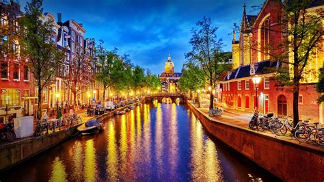 Wallpapers Hd City Night River Amsterdam