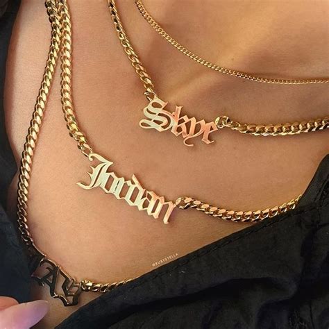 14k Rose Gold Miami Cuban Link Personalized Large Old English Nameplate