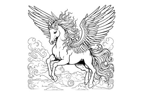 Beautiful Unicorn Pegasus Coloring Pages Illustration Par