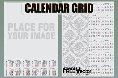 Free Vector Calendar Grid Template Eps Uidownload