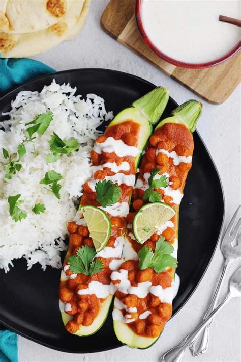 There are so many different flavors you could stuff into them. Easy vegetarian chickpea curry stuffed zucchini boats ...