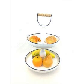 We did not find results for: WHITE ENAMEL 2-TIERED SERVING TRAY & WOOD HANDLE W/BLUE TRIM