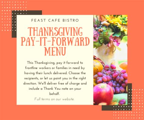 Holiday Pay It Forward Menu Feast Cafe Bistro