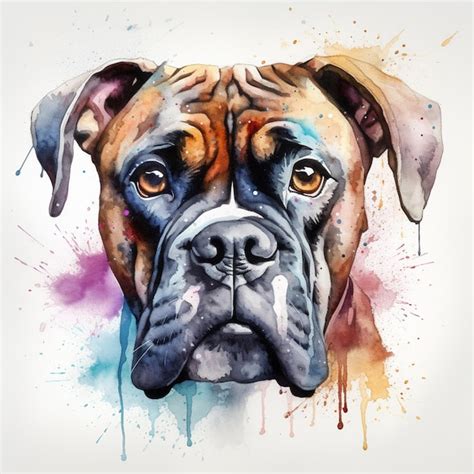 Premium Ai Image Painting Of A Boxer Dog With A Colorful Background