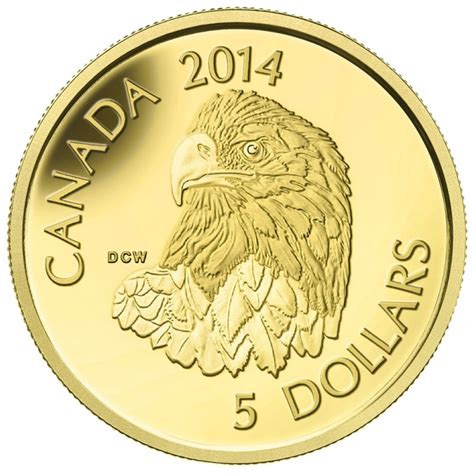 2014 Canada Pure Gold 5 Coin Bald Eagle