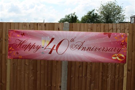 Partymoods Happy 40th Anniversary Banner Ruby Anniversary Decorations