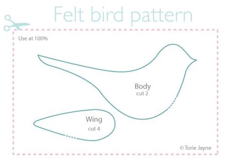 Felt Bird Pattern Template Card Template