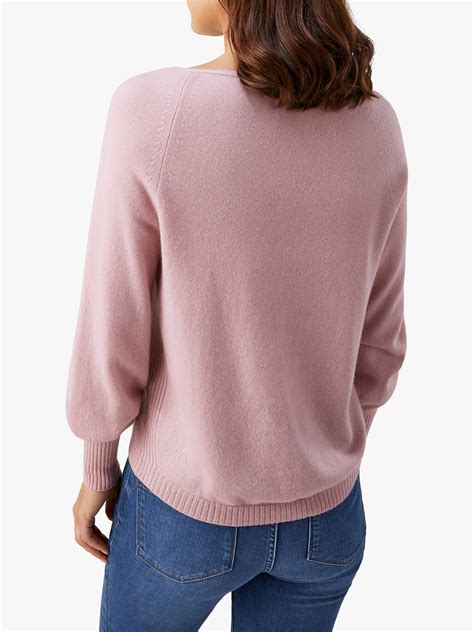 Pure Collection Organic Cashmere Square Neck Sweater Dusty Pink At