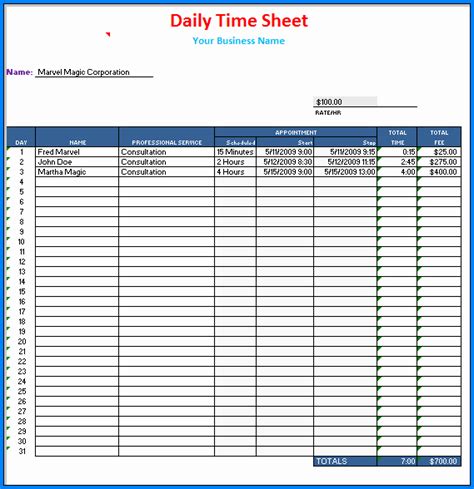 17 Excel Daily Timesheet Template With Formulas  Formulas