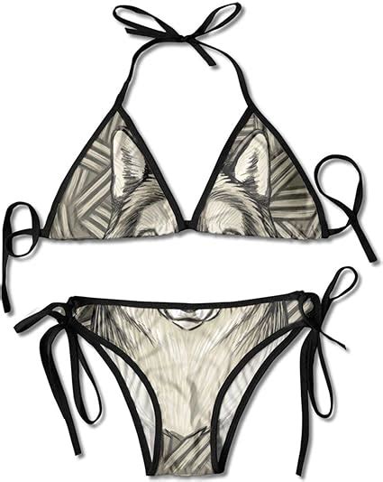 Amazon Com Wolf Portrait Summer Beach Party Sexy Bikini Adjustable