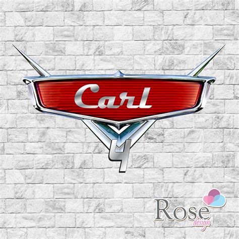 An Old Car Emblem On A Brick Wall With The Word Carl Written In Red And