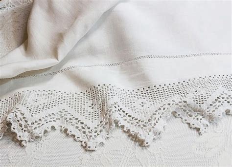 White Linen Pillow Cover Layover Crochet Edging And Drawn Work In 2023