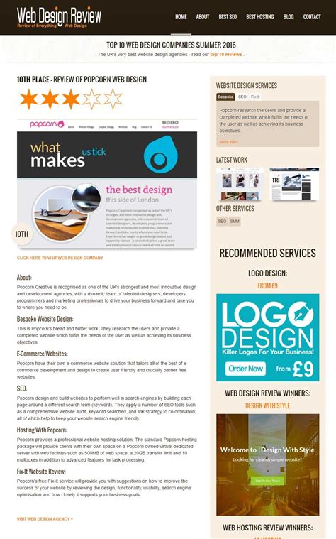 Top 10 Web Design Companies Summer 2016 Wordpress Design London