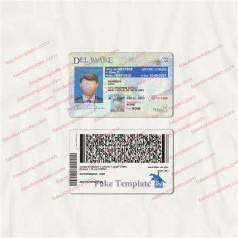 Delaware Driver License Template V2 Fake Template