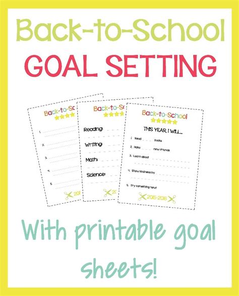Back To School Goal Setting Free Printables School Goals School