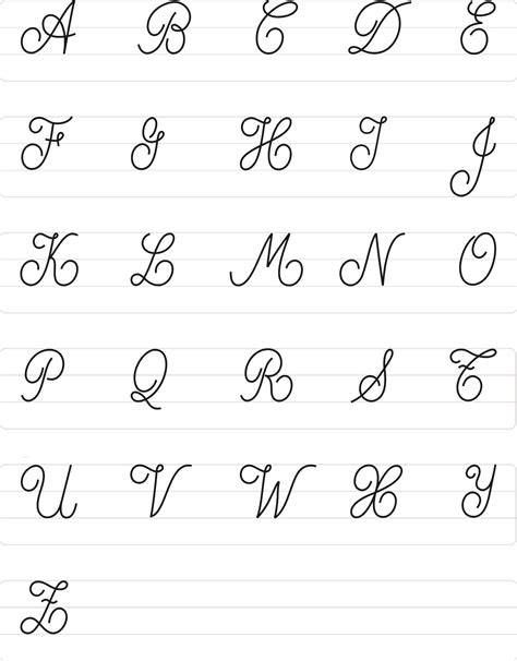 El Abecedario en letra cursiva mayúscula Letras en cursiva mayuscula Tipos de letras