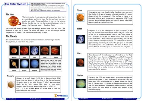 Introduction To Our Solar System Physics Worksheet For