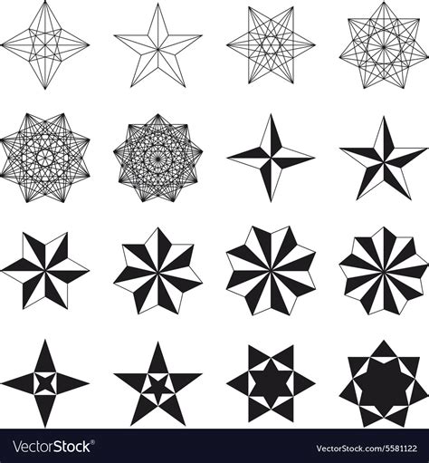 Set Stars Geometric Shapes Royalty Free Vector Image