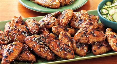 I doubled the marinade i made 6 pounds of wings, and marinated for 24 hours, i grilled them over kingsford hickory charcoal, for about 20 to 25 mins to get a nice crisp and a little char on them, then popped them in a 325 degree oven for about 20 mins since i used some large wings, then served half with my own garlic buffalo. Spicy Sesame Chicken Wings | Weber.com