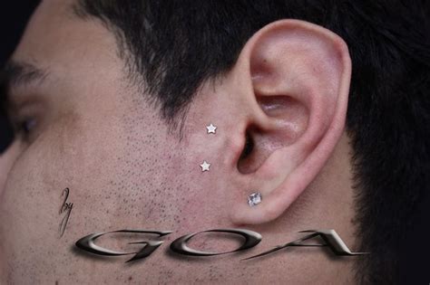 Stars Dermal Anchors Dermal Anchor Behind Ear Tattoo Piercing