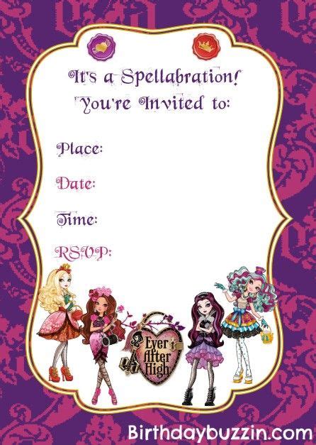 Free Printable Ever After High Birthday Party Invitations