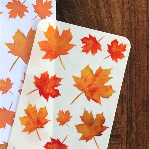 Fall Leaf Stickers Maple Leaf Stickers Planner Stickers 3 In X 7 In
