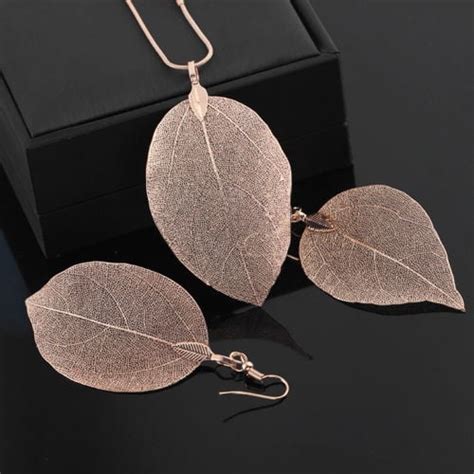 Meihuida Women Jewelry Sets Alloy Steel Layer Long Leaf Pendant Chain Necklace Earrings Set