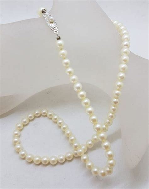 Sold Sterling Silver Mikimoto Pearl Strand Necklace Chain Antique Vintage