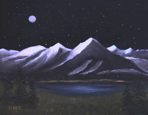An Alpine Night Painting In Mountain Landscape Photography Original Landscape Painting