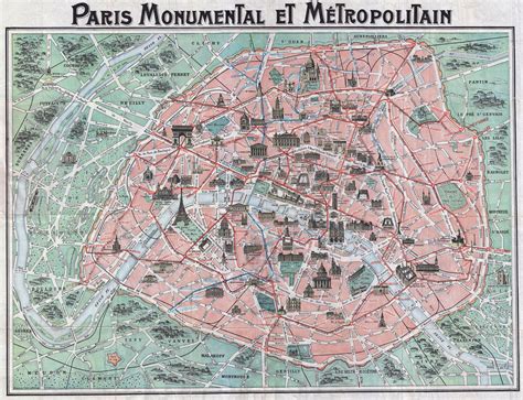 Large Detailed Old Map Of Paris City 1932 Maps Of All