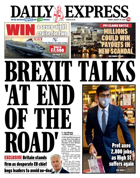 Front Pages 28th Of August 2020 Tomorrows Papers Today