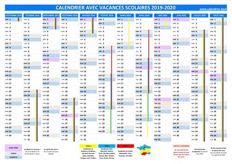 Le Calendrier Scolaire 2019 2020 Avec Les Dates Des Vacances Scolaires