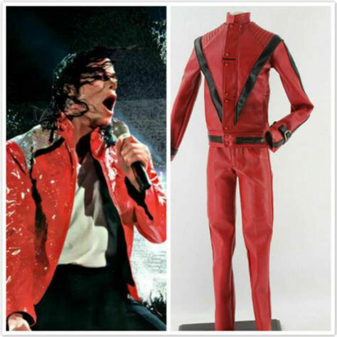 Michael Jackson Red Thriller Leather Coat Cosplay Costume Jacket Full