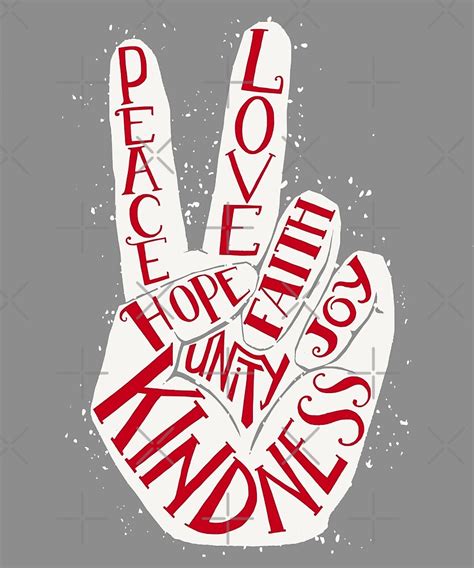 Peace Hand Sign Love Faith Joy Hope Kindness Unity Lettering
