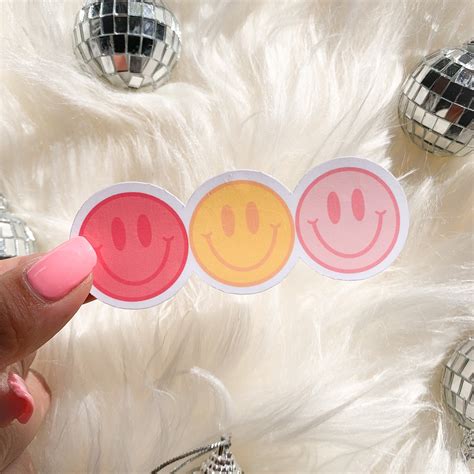 Pink Smiley Faces Sticker Cute Trendy Girl Power Sticker Etsy