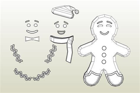 Christmas Papercraft Gingerbread Man Pdf Templates Paper Etsy