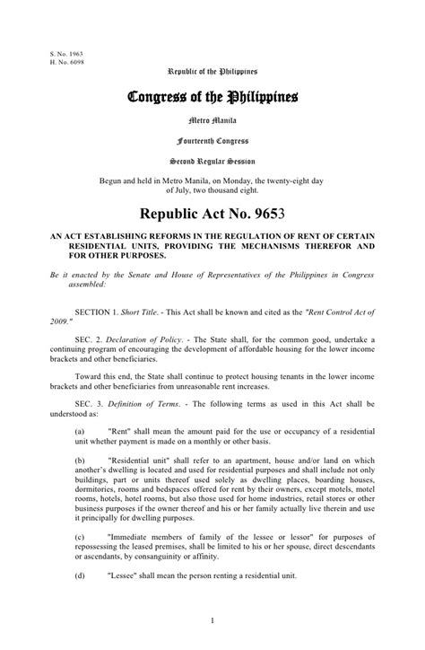 Residential tenancy regulation, bc reg 477/2003. Republic act-no-9653-rent-control-act-2009