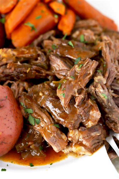 The secret to amazing flavor is to first brown the chuck roast before pressure cooking. Instant Pot Pot Roast with Potatoes | Lemon Blossoms