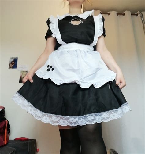 Bust Open Maid Cosplay Costume Sexy Catwomen Kitty Outfit Cotton Apron