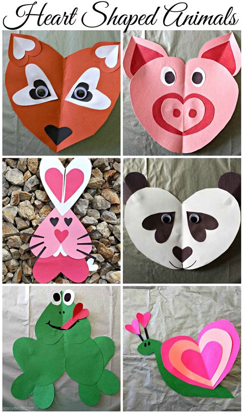 Valentines Day Heart Shaped Animal Crafts For Kids Valentines For