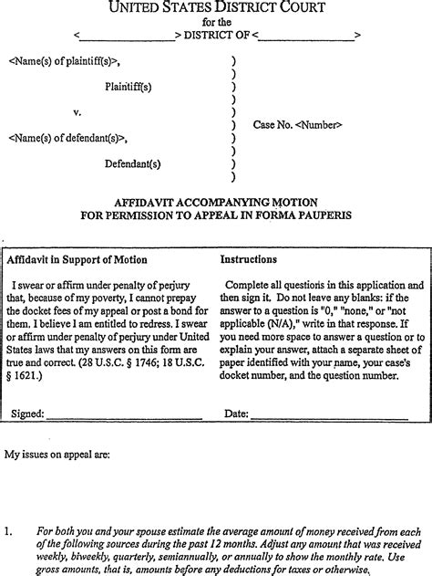Form 4 Affidavit Accompanying Motion For Permission To Appeal In Forma