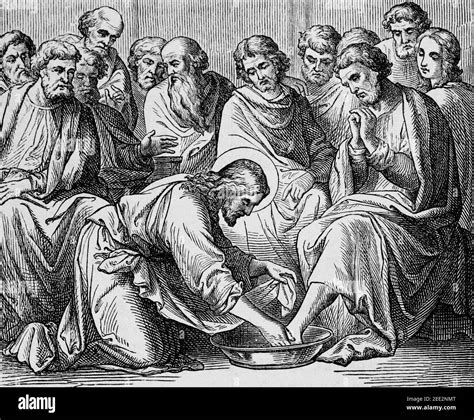 Jesus Washing Disciples Feet Black And White Stock Photos And Images Alamy