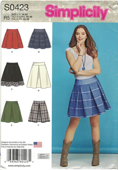 Simplicity S0423 1109 Pleated Mini Skirt Pattern Size 14 16 18 Etsy